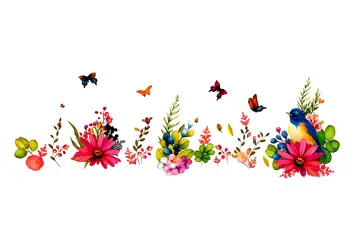 stickere decorative cu flori pasari fluturi