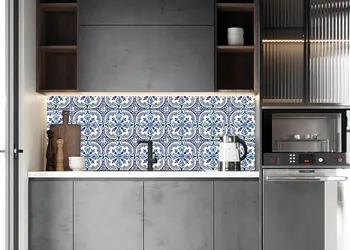 autocolant faianta folina model geometric albastru