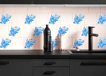 set 18 stickere bella folina model floral albastru 20 15 cm