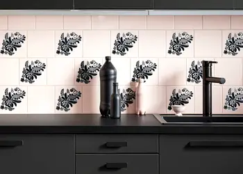 set 18 stickere bella folina model floral negru 20 15 cm