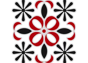 set 18 stickere faianta tea folina model negru rosu