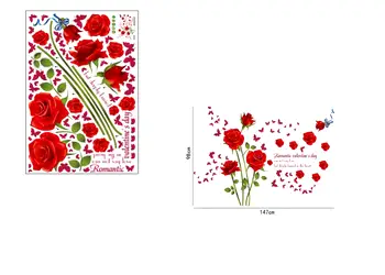 sticker decor trandafiri rosii