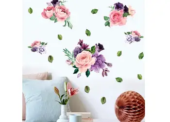 stickere flori folina trandafiri roz si mov