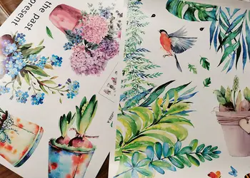 sticker decor cu flori in ghivece