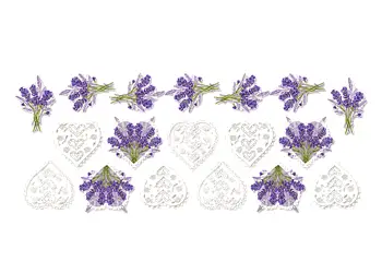 stickere flori lavanda si inimi dantela