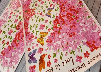 bordura decorativa cu flori roz