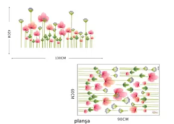 stickere perete folina decor flori roz