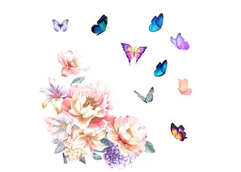 stickere flori si fluturi folina ksy26 in nuante pastel