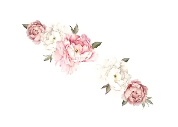 stickere flori watercolor folina bujori roz crem