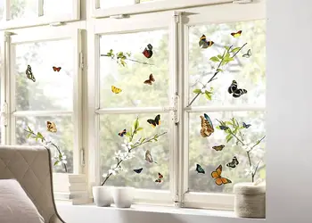 stickere geam cheerful komar flori si fluturi multicolor