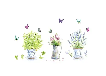 stickere ghivece cu flori folina model watercolor