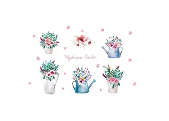 stickere ghivece flori colorate folina mysterious garden