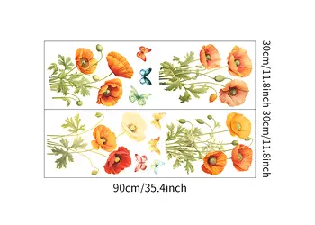 set 4 stickere flori maci si fluturi