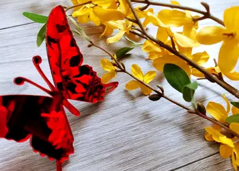 stickere oglinda rosie fluturi set cu 3 bucati