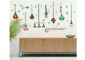 stickere perete decor cu felinare colorate