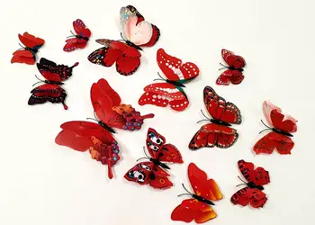 set 12 stickere fluturi 3d rosii