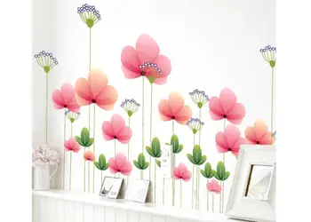 stickere perete folina decor flori roz