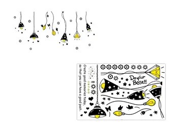 stickere decor lustre negre cu becuri galbene