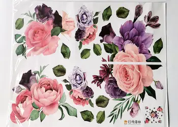 stickere flori folina trandafiri roz si mov
