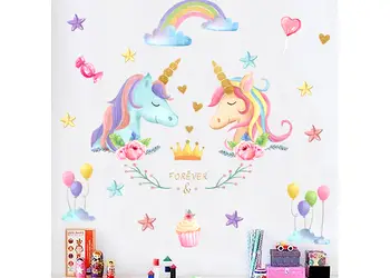 sticker camera fetita unicorni forever multicolor