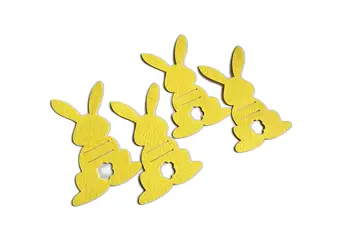 suport decorativ pentru tacamuri iepurasi galbeni