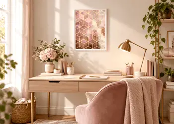 tablou modern in nuante de roz