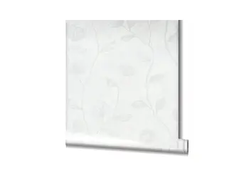 tapet alb cu flori mari sidefate