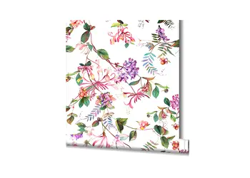 tapet alb cu model floral colorat marburg kyoto 47456