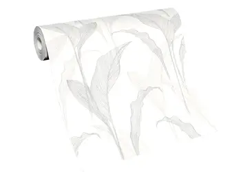 tapet alb cu frunze gri erismann elle decoration 1020731