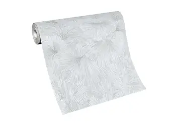 tapet argintiu cu flori stilizate