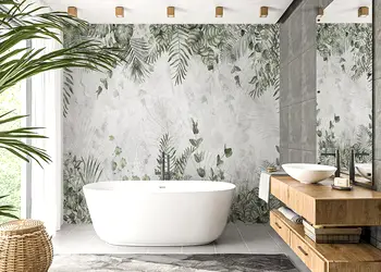 tapet baie plant garden gri cu plante verzi