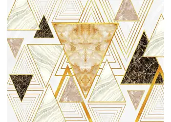 tapet baie cu model geometric marmura si detalii aurii