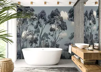 tapet baie rezistent la apa forest and sky