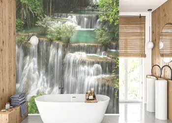 tapet baie rezistent la apa peisaj cascada