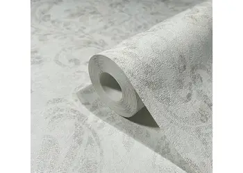 tapet clasic cu model baroc alb murdar