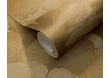 tapet dormitor bej auriu metalic