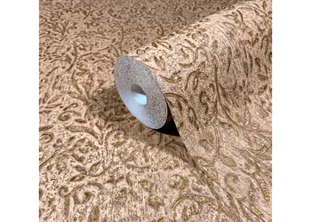 tapet bej cu model floral metalic