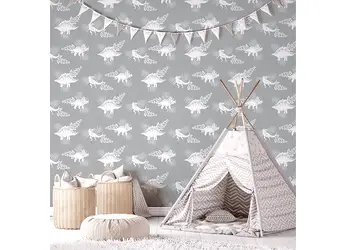 tapet camera copii cu dinozauri marbur