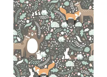 tapet camera copii gri cu animale marbur