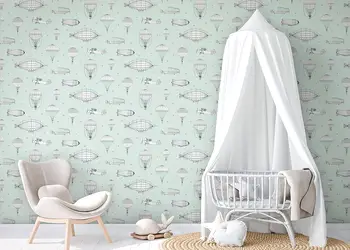 tapet camera copii vernil cu aparate de zbor little adventures