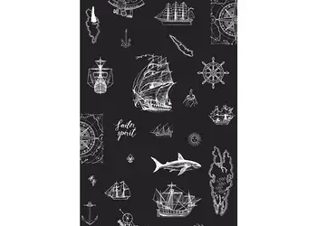 tapet camera copii negru cu tematica marina little adventures