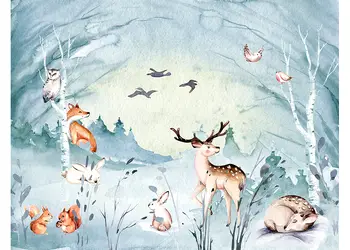 fototapet camera copii komar animal sleepover peisaj cu animalele padurii