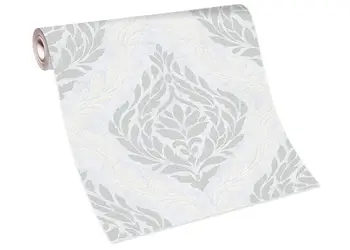 tapet clasic alb cu model argintiu carat 1006031