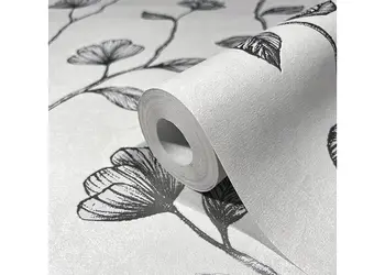 tapet gri cu flori gri argintiu