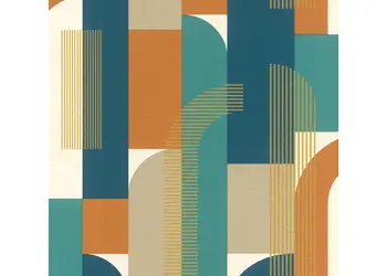 tapet cu model geometric retro rasch 480016