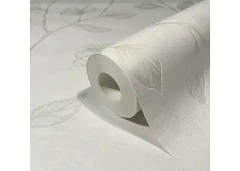 tapet alb cu flori mari sidefate