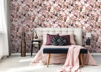 tapet floral bej cu magnolii marburg kyoto 47465