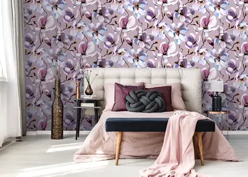 tapet floral lila cu magnolii marburg kyoto 47463