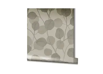 tapet dormitor greige cu frunzr stilizate