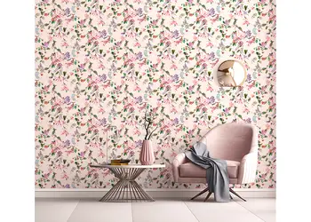 tapet roz pal cu model floral colorat marburg kyoto 47457